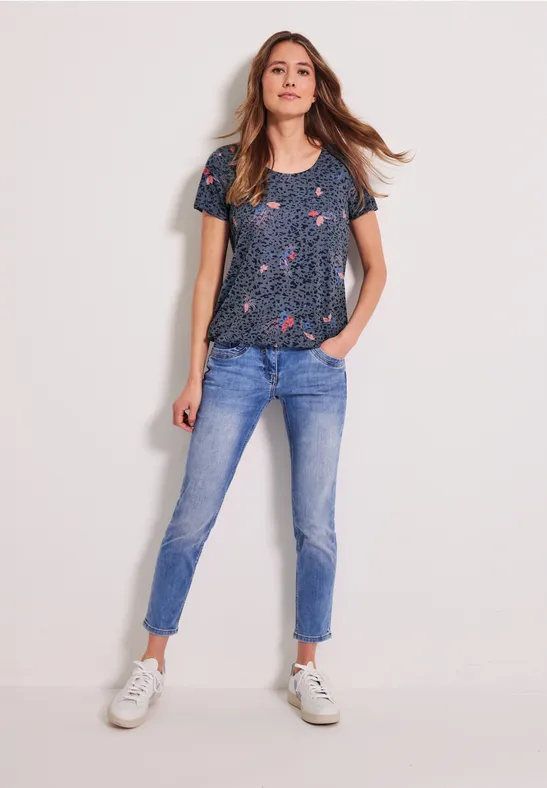T-shirt met burnout-print deep blue