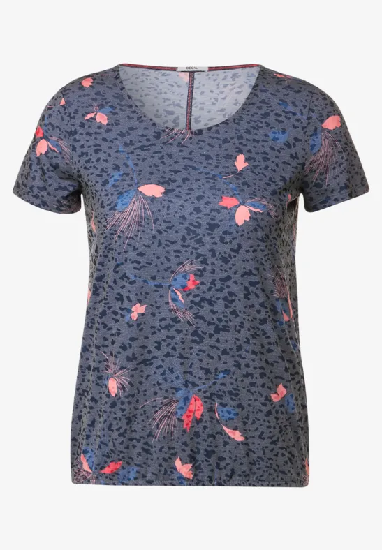 T-shirt met burnout-print deep blue
