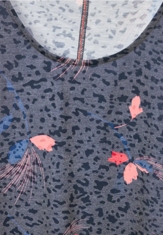 T-shirt met burnout-print deep blue
