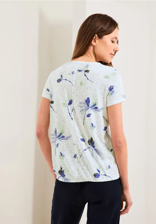 Burn Out Print T-Shirt vanilla white