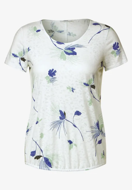 Burn Out Print T-Shirt vanilla white