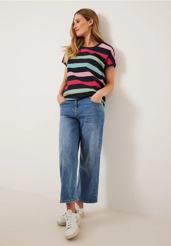 T-shirt met gestreept patroon deep blue