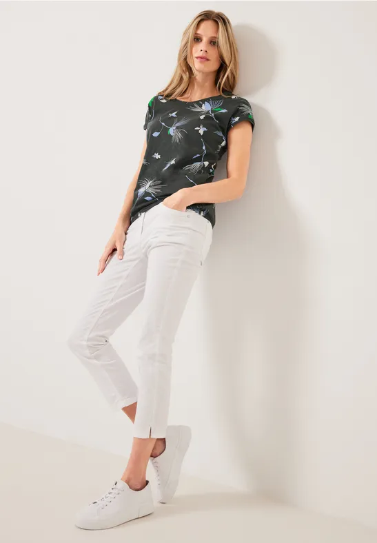 T-Shirt mit Blumenprint easy khaki