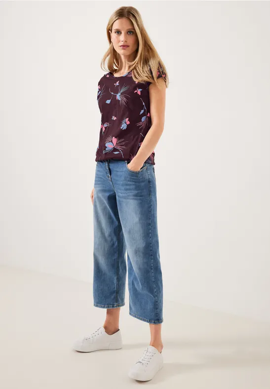 T-shirt met bloemenprint wineberry red
