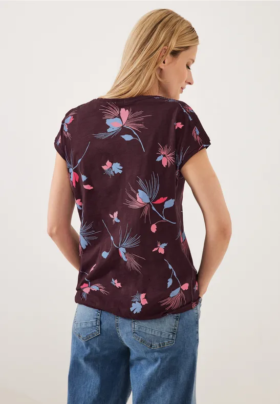 T-shirt met bloemenprint wineberry red