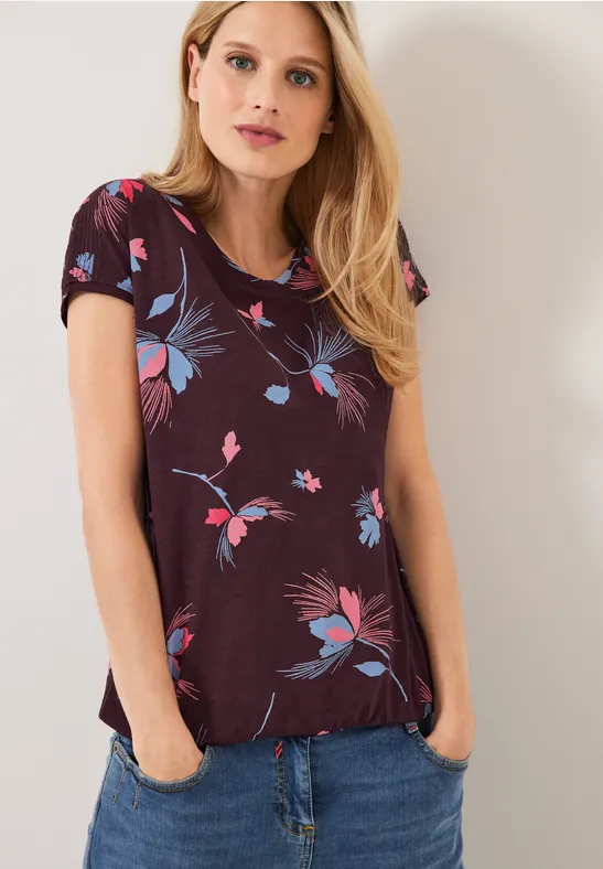 T-shirt met bloemenprint wineberry red