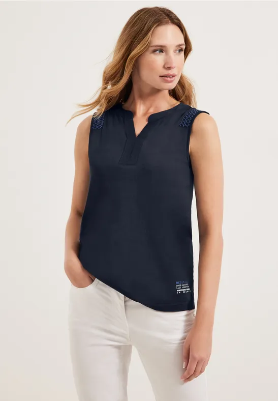 Top mit Smockdetails deep blue