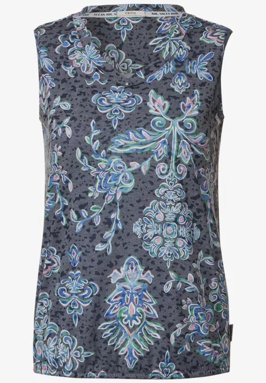 Top mit Burn Out Ornament deep blue