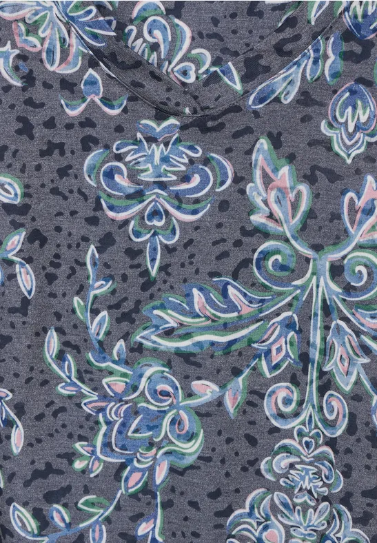 Top mit Burn Out Ornament deep blue