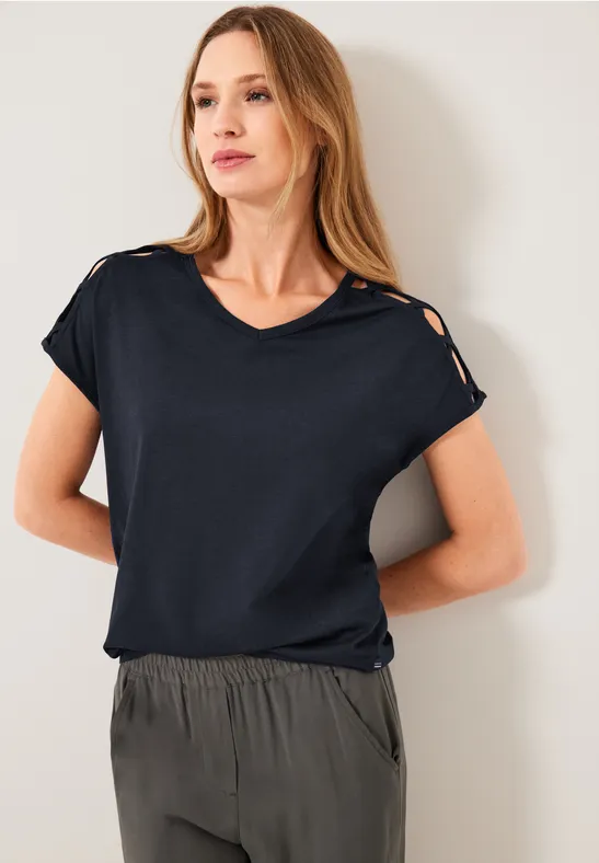 T-shirt avec détail sur les épaules deep blue