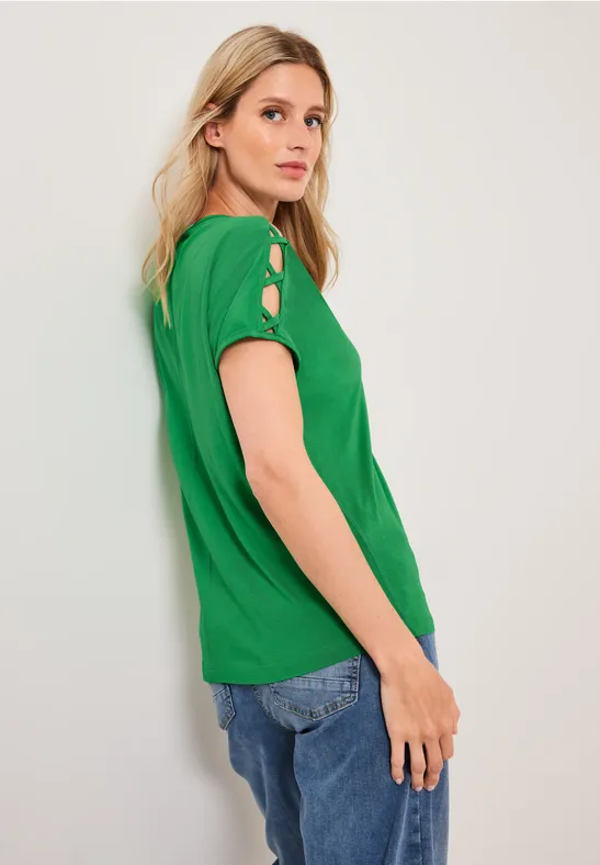 T-Shirt mit Schulterdetail fresh green