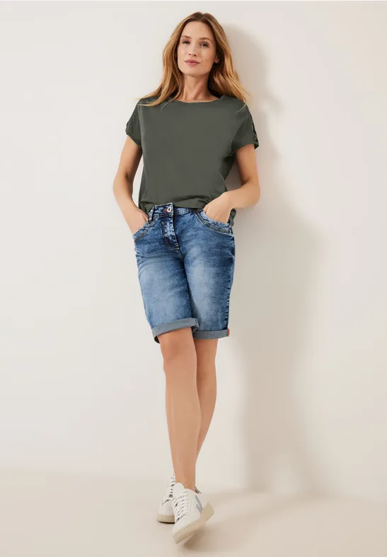 T-Shirt mit Schulterdetail sporty khaki