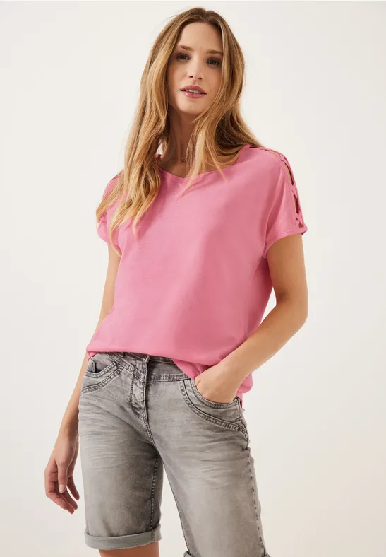 T-Shirt mit Schulterdetail soft pink