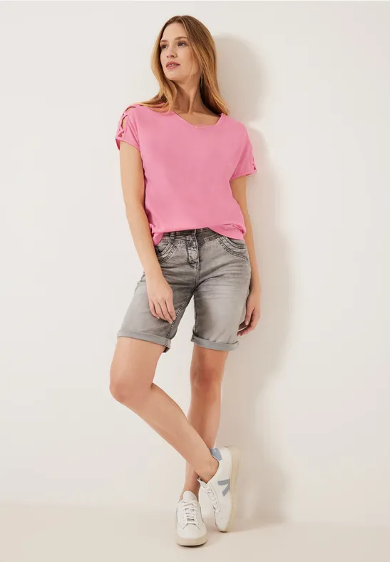 T-Shirt mit Schulterdetail soft pink