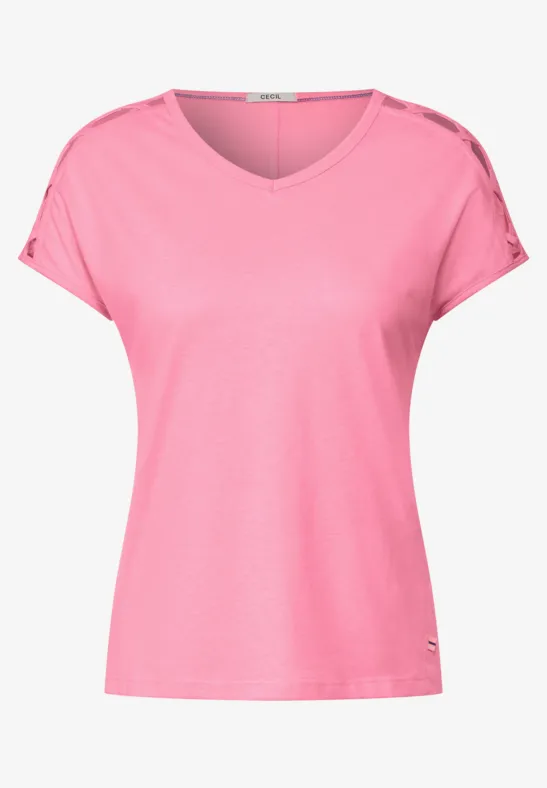 T-Shirt mit Schulterdetail soft pink