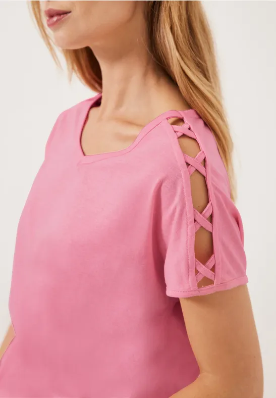T-Shirt mit Schulterdetail soft pink