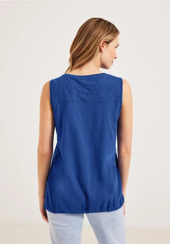 Jersey Spitzendetail Top blue sea