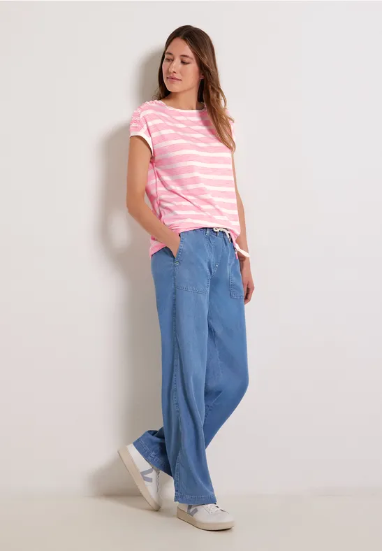 T-shirt à épaules froncées soft pink