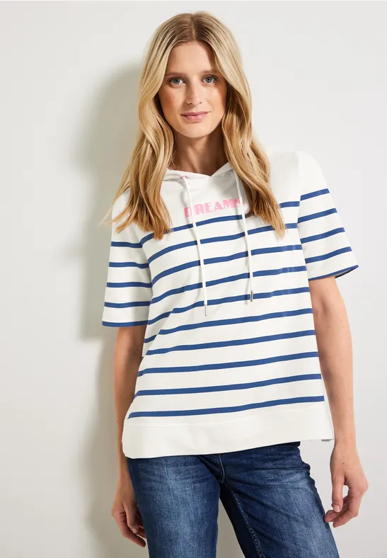 Hoodie Streifenshirt vanilla white