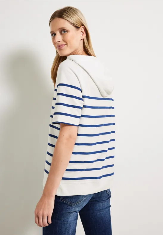 Hoodie Streifenshirt vanilla white