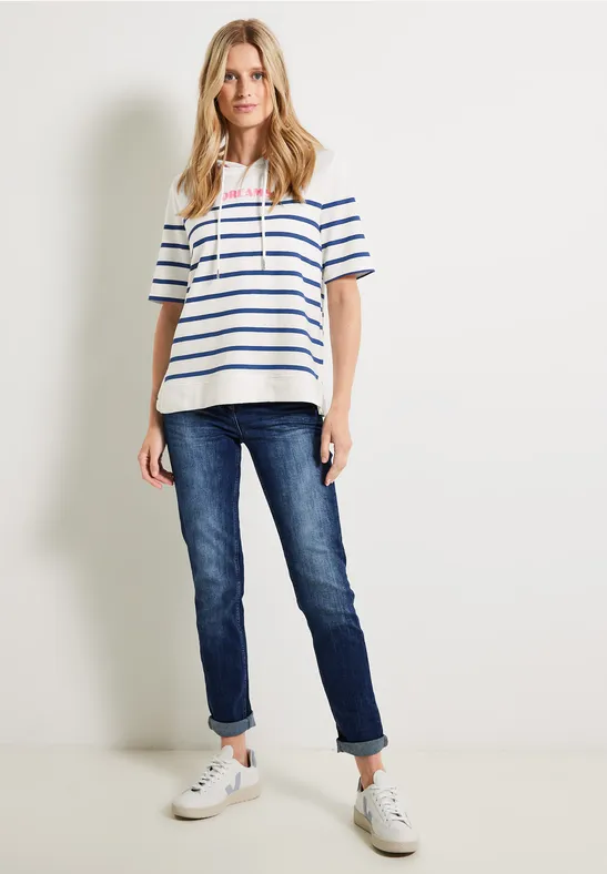 Hoodie Streifenshirt vanilla white