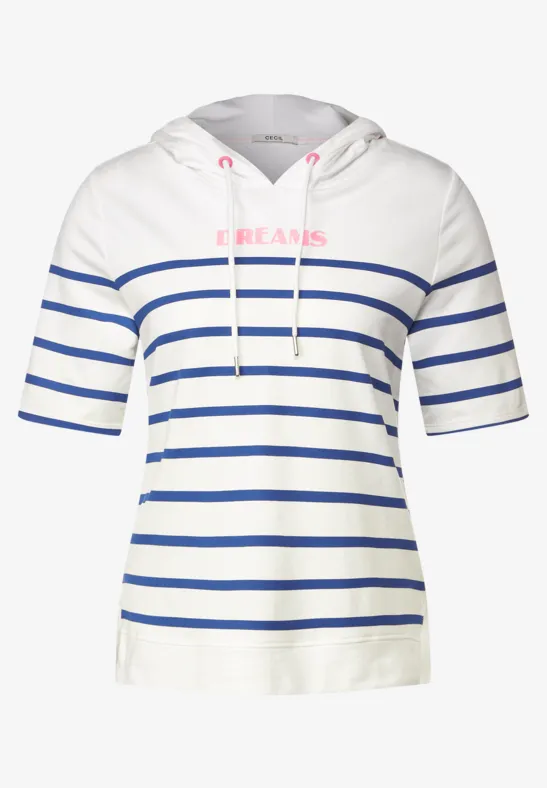 Hoodie Streifenshirt vanilla white