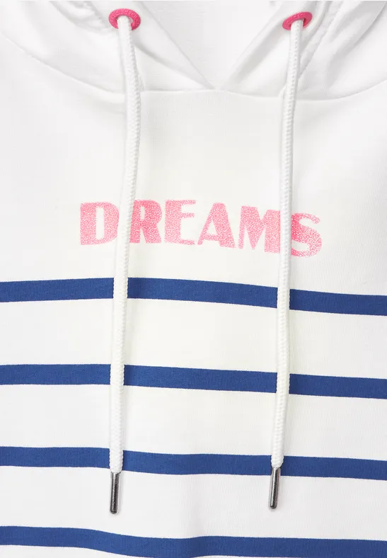 Hoodie Streifenshirt vanilla white