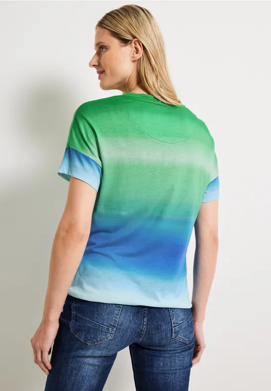 T-shirt à rayures batik blue sea