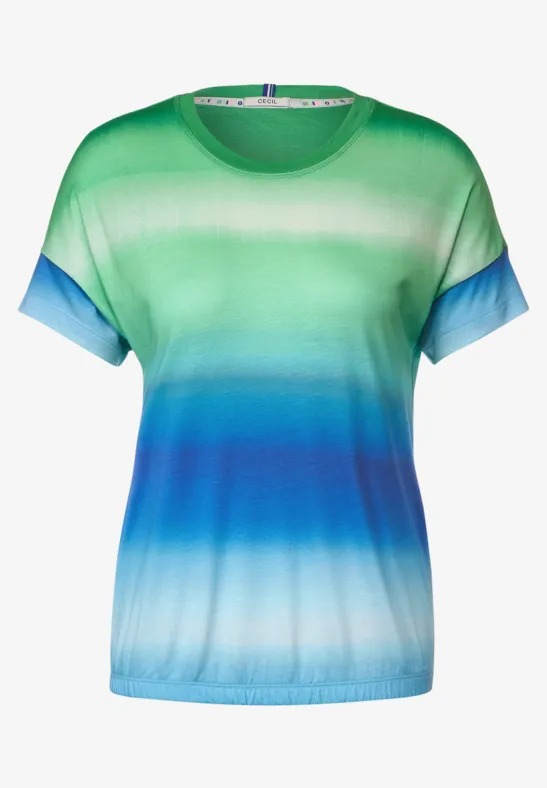 T-shirt à rayures batik blue sea