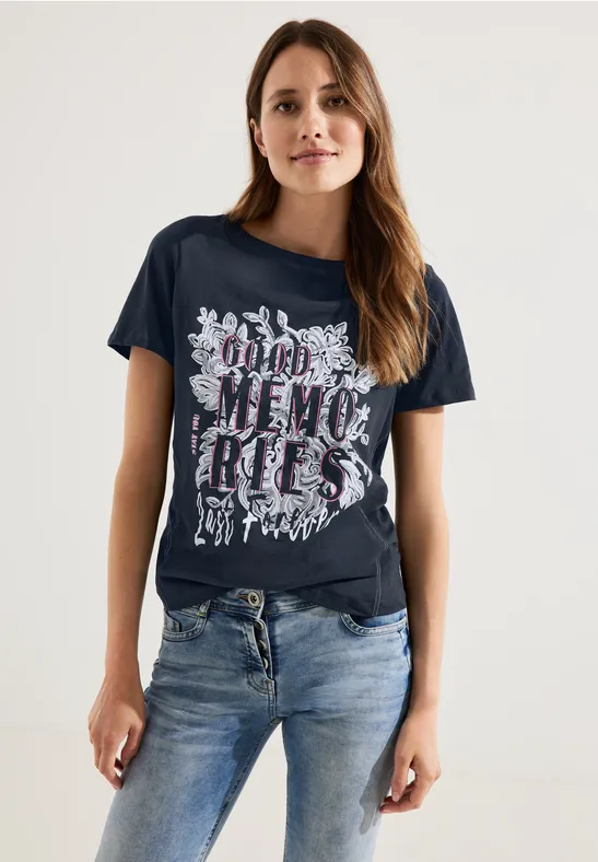 T-shirt met fotoprint deep blue