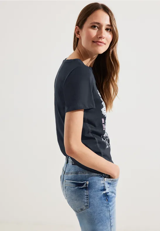 T-shirt met fotoprint deep blue