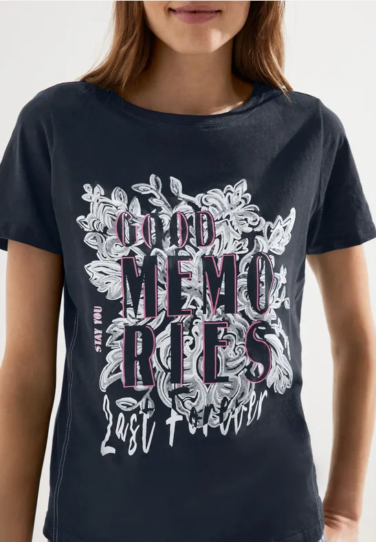 T-shirt met fotoprint deep blue