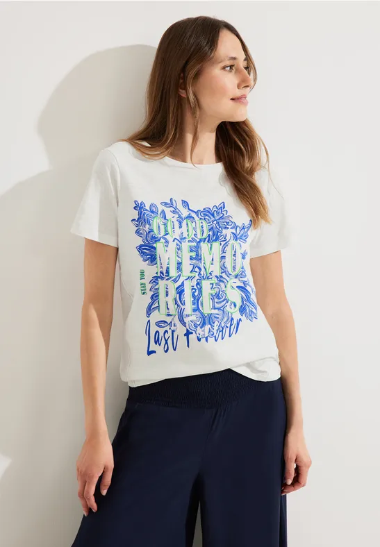 T-shirt met fotoprint vanilla white