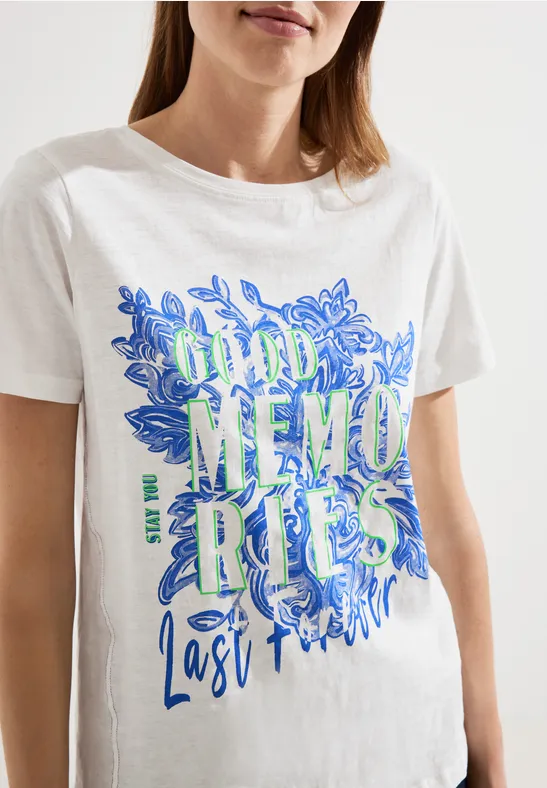 T-shirt met fotoprint vanilla white