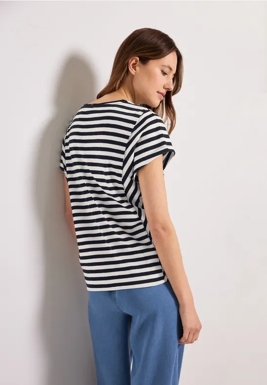 Casual gestreept shirt deep blue