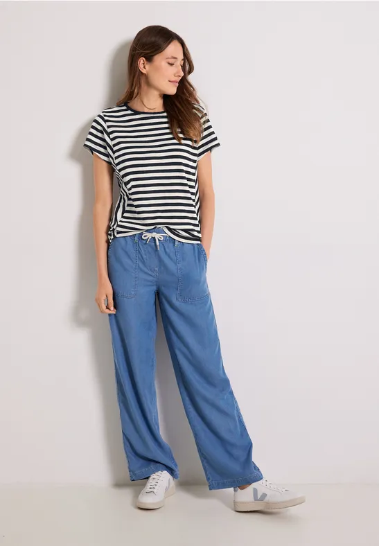 Casual gestreept shirt deep blue
