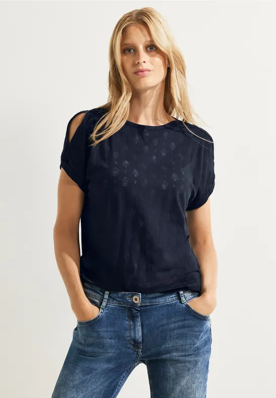 Shirt met burnout print deep blue