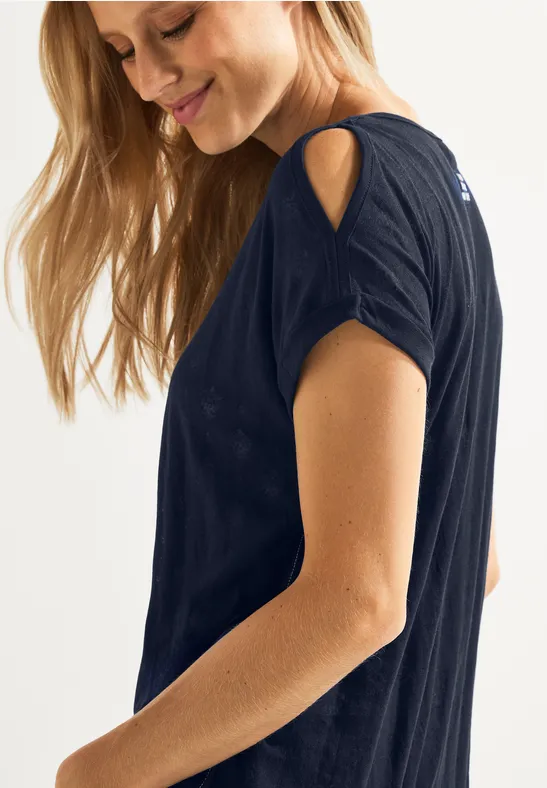 Shirt met burnout print deep blue