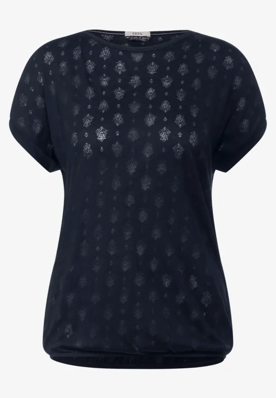 Shirt met burnout print deep blue