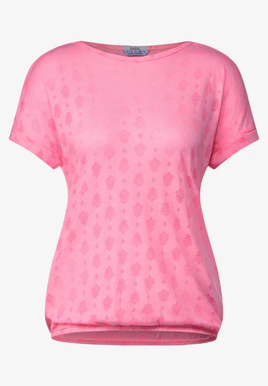 Shirt met burnout print soft neon pink