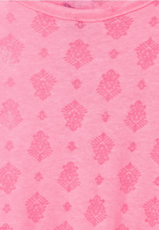 Shirt met burnout print soft neon pink