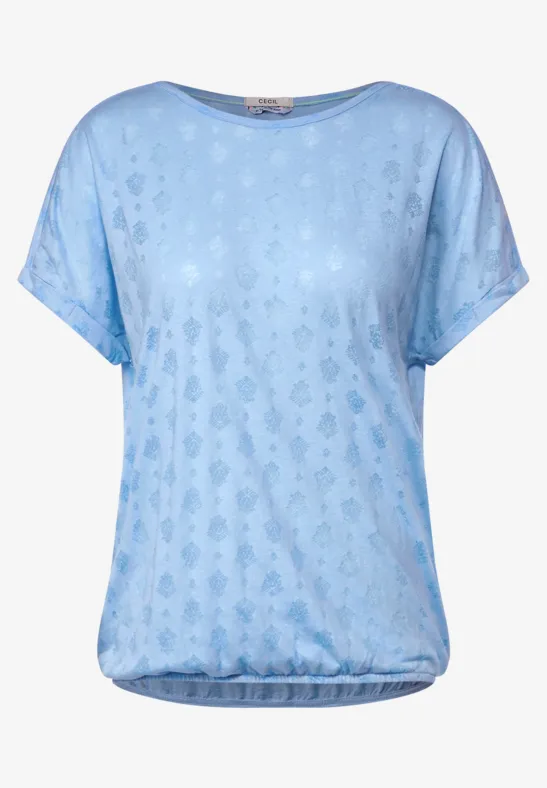 Shirt met burnout print tranquil blue