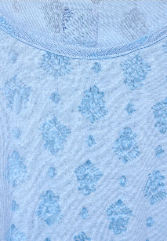 Shirt met burnout print tranquil blue