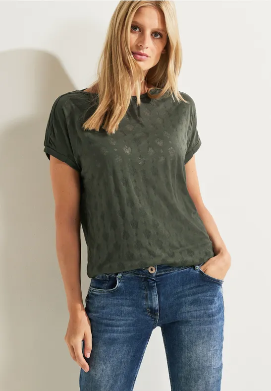 Shirt met burnout print sporty khaki