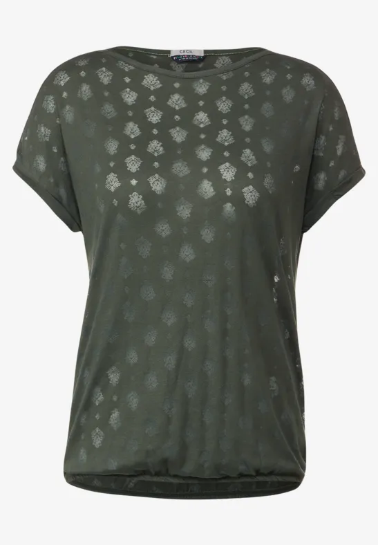 Shirt met burnout print sporty khaki