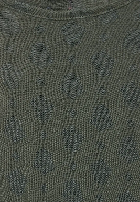 Shirt met burnout print sporty khaki