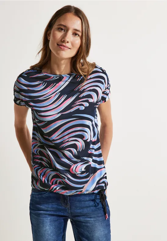 T-shirt met geplooide schouders deep blue