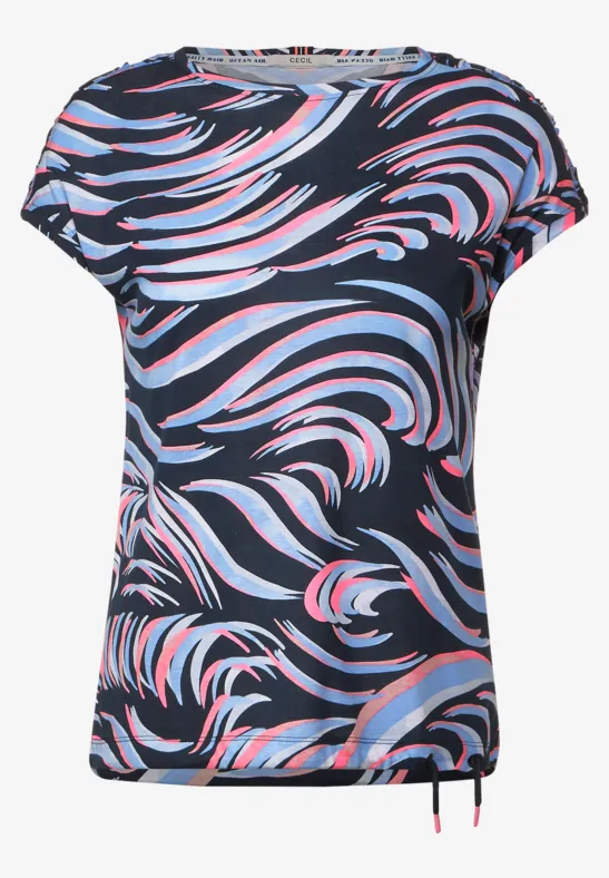 T-shirt met geplooide schouders deep blue