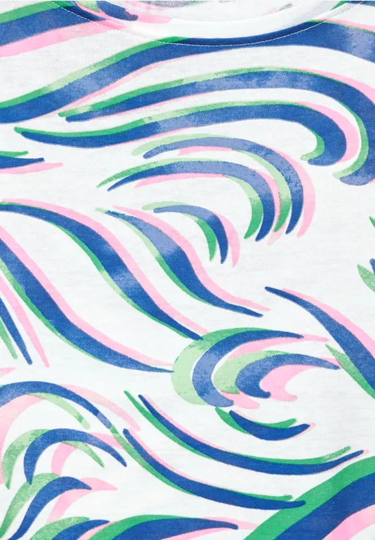 T-Shirt mit Schulterraffung vanilla white