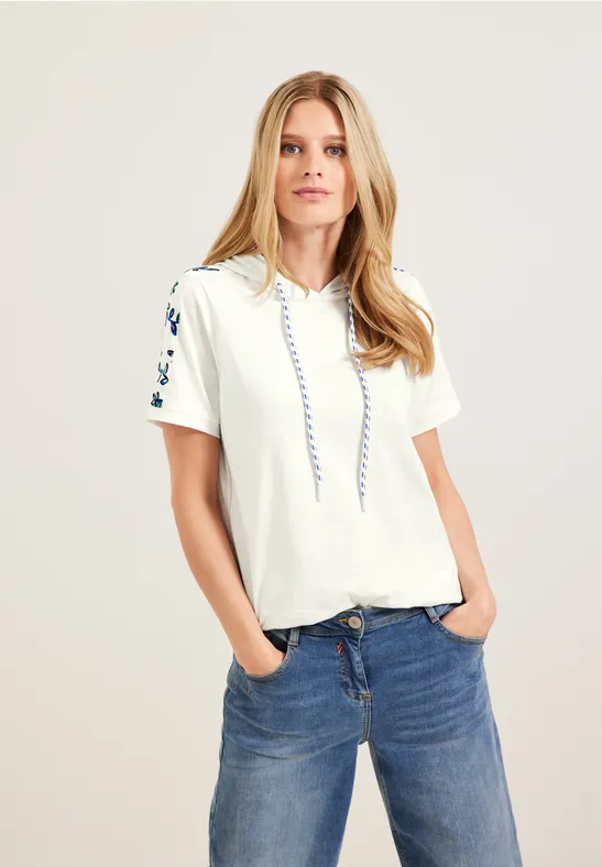 Shirt mit Schulterprint vanilla white